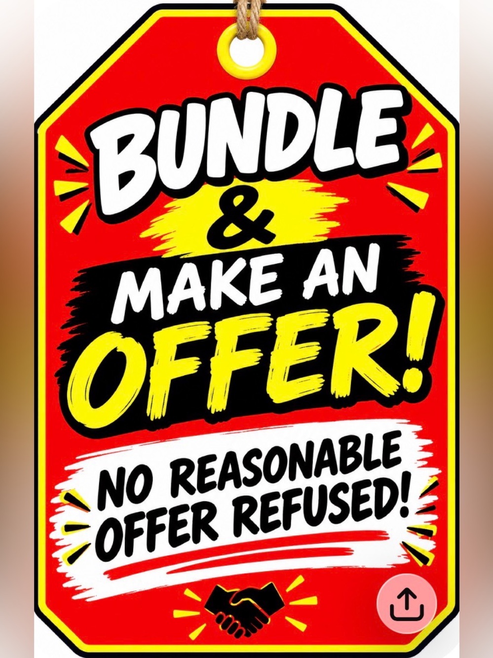 Red & Yellow Promotional Sale Tag - Bundle & Make an Offer